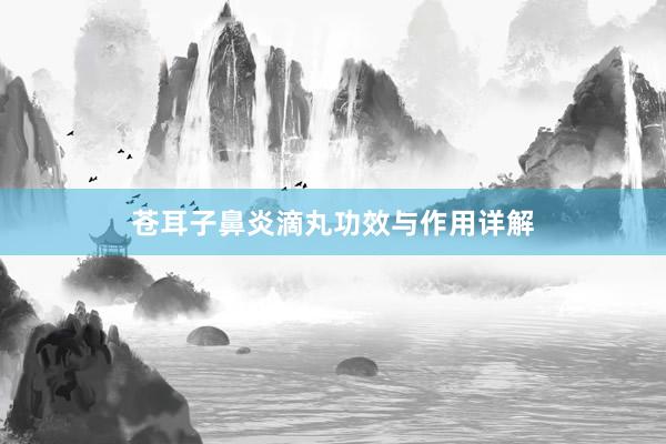 苍耳子鼻炎滴丸功效与作用详解